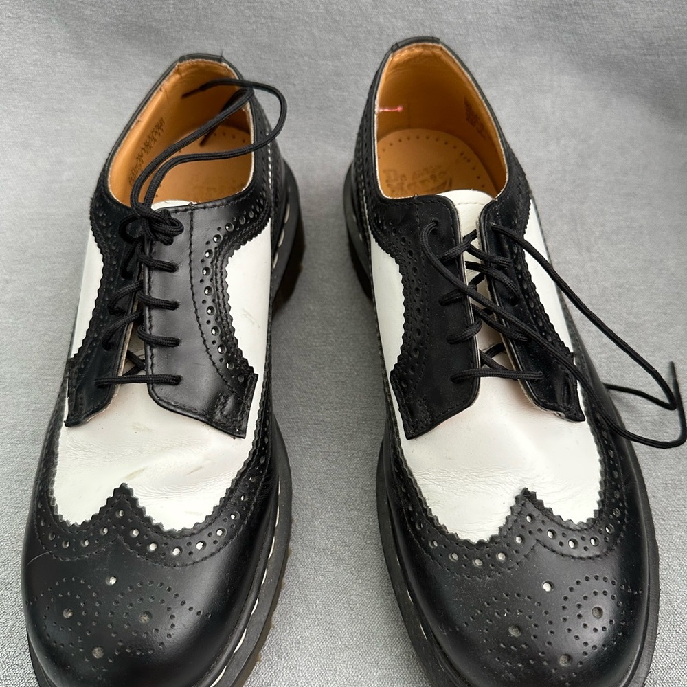 Dr. Martens Black and White Women's or Men’s Oxfords Brogue platform